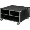 MOBILE PORTA STAMPANTE A 2 RIPIANI IN LEGNO CON RUOTE PER UFFICIO E STUDIO, 47X40X22.5CM, NERO