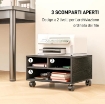 MOBILE PORTA STAMPANTE A 2 RIPIANI IN LEGNO CON RUOTE PER UFFICIO E STUDIO, 47X40X22.5CM, NERO