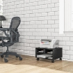 MOBILE PORTA STAMPANTE A 2 RIPIANI IN LEGNO CON RUOTE PER UFFICIO E STUDIO, 47X40X22.5CM, NERO