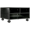 MOBILE PORTA STAMPANTE A 2 RIPIANI IN LEGNO CON RUOTE PER UFFICIO E STUDIO, 47X40X22.5CM, NERO