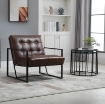 POLTRONA STILE INDUSTRIALE TRAPUNTATA A BOTTONI IN METALLO 75X81X78CM MARRONE