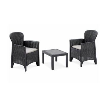 MAURY'S AKITA SALOTTO DA GIARDINO ANTRACITE  CON CUSCINI 3 PZ 