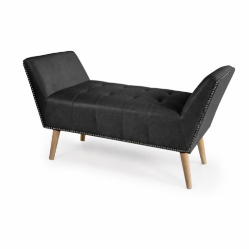 PANCA IN SIMILPELLE CON GAMBE IN LEGNO 117 X 40 X 60 CM IN COLORE NERO