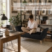 PANCA IN SIMILPELLE CON GAMBE IN LEGNO 117 X 40 X 60 CM IN COLORE NERO