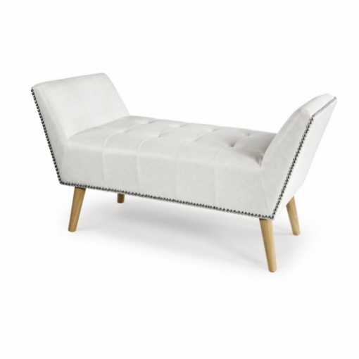PANCA IN SIMILPELLE CON GAMBE LEGNO 117 X 40 X 60 CM IN COLORE BIANCO