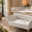 PANCA IN SIMILPELLE CON GAMBE LEGNO 117 X 40 X 60 CM IN COLORE BIANCO