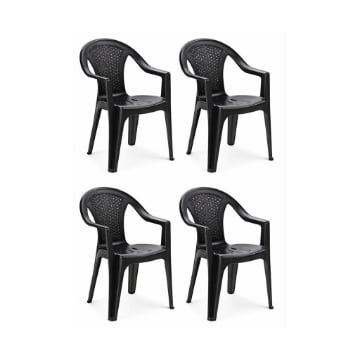 SET 4 SEDIE DA GIARDINO KORA IN POLIPROPILENE COLORE ANTRACITE 55 X 54 X 82 CM