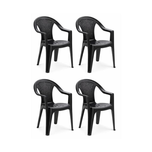 SET 4 SEDIE DA GIARDINO KORA IN POLIPROPILENE COLORE ANTRACITE 55 X 54 X 82 CM