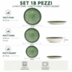 MA MAISON SERVIZIO PIATTI 18 PEZZI STILE ASTRATTO VERDE 6 FONDI - 6 PANI - 6 DA DESSERT PER LAVASTOVIGLIE E MICROONDE 6 PERSONE