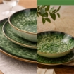 MA MAISON SERVIZIO PIATTI 18 PEZZI STILE ASTRATTO VERDE 6 FONDI - 6 PANI - 6 DA DESSERT PER LAVASTOVIGLIE E MICROONDE 6 PERSONE