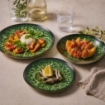 MA MAISON SERVIZIO PIATTI 18 PEZZI STILE ASTRATTO VERDE 6 FONDI - 6 PANI - 6 DA DESSERT PER LAVASTOVIGLIE E MICROONDE 6 PERSONE