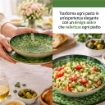 MA MAISON SERVIZIO PIATTI 18 PEZZI STILE ASTRATTO VERDE 6 FONDI - 6 PANI - 6 DA DESSERT PER LAVASTOVIGLIE E MICROONDE 6 PERSONE