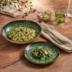 MA MAISON SERVIZIO PIATTI 18 PEZZI STILE ASTRATTO VERDE 6 FONDI - 6 PANI - 6 DA DESSERT PER LAVASTOVIGLIE E MICROONDE 6 PERSONE