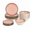 MA MAISON SERVIZIO PIATTI 18 PEZZI STILE ASTRATTO ROSA 6 FONDI - 6 PANI - 6 DA DESSERT PER LAVASTOVIGLIE E MICROONDE 6 PERSONE