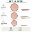 MA MAISON SERVIZIO PIATTI 18 PEZZI STILE ASTRATTO ROSA 6 FONDI - 6 PANI - 6 DA DESSERT PER LAVASTOVIGLIE E MICROONDE 6 PERSONE