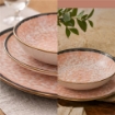 MA MAISON SERVIZIO PIATTI 18 PEZZI STILE ASTRATTO ROSA 6 FONDI - 6 PANI - 6 DA DESSERT PER LAVASTOVIGLIE E MICROONDE 6 PERSONE