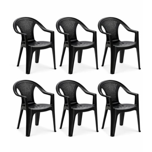 SET 6 SEDIE DA GIARDINO KORA IN POLIPROPILENE COLORE ANTRACITE 55 X 54 X 82 CM
