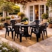 SET 6 SEDIE DA GIARDINO KORA IN POLIPROPILENE COLORE ANTRACITE 55 X 54 X 82 CM