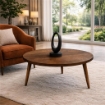 TABLE TAVOLINO TONDO DA CAFFÈ CON PIANO IN LEGNO DA 75 CM - USATO COME NUOVO