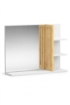 SPECCHIO DA BAGNO IN MDF BIANCO CON RIPIANI E DETTAGLIO IN BAMBOO MISURE: 45X59X15 CM