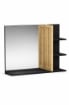 SPECCHIO DA BAGNO IN MDF NERO CON RPIANI E DETTAGLIO IN BAMBOO MISURE 45X59X15 CM