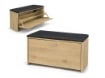 SCARPIERA IN MDF ROVERE CON CASSETTO E SEDUTA IN SIMIL PELLE NERA MISURE: 60X24X41CM