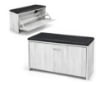 SCARPIERA IN MDF COLOR BIANCO LEGNO CON CASSETTO E SEDUTA IN SIMIL PELLE NERA DIMENSONI 60X24X41 CM