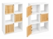 MOBILE CUBICO IN LEGNO CON 6 RIPIANI DI CUI 3 CON ANTE EFFETTO LEGNO E STRUTTURA BIANCA DIMENSIONI 59X29X88 CM