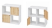 MOBILE CUBICO IN LEGNO CON 4 RIPIANI DI CUI 2 CON ANTE EFFETTO LEGNO E STRUTTURA BIANCA DIMENSIONI 59X29X30 CM
