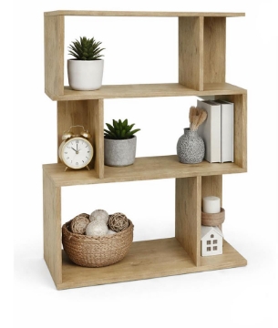 LIBRERIA IN MDF ROVERE CON TRE RIPIANI SFALSATI MISURE: 70X24X96 CM