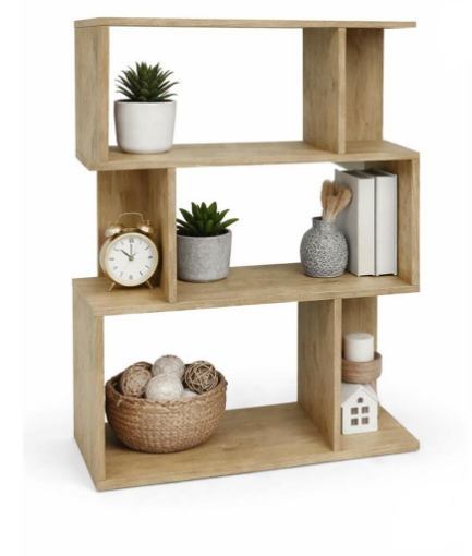 LIBRERIA IN MDF ROVERE CON TRE RIPIANI SFALSATI MISURE: 70X24X96 CM