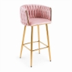 SGABELLO IN VELLUTO ROSA CON STRUTTURA E PIEDI IN METALLO COLOR ORO MISURE:44X47X98 CM