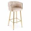 SGABELLO IN VELLUTO BEIGE CON STRUTTURA E PIEDI IN METALLO COLOR ORO MISURE:44X47X98 CM