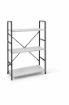 LIBRERIA STILE INDUSTRIAL A 3 RIPIANI IN LEGNO E METALLO DIMENSIONI  59X24X80CM - COLORE BIANCO LEGNO