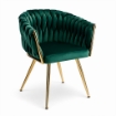 POLTRONA IN VELLUTO VERDE CON STRUTTURA IN METALLO COLOR ORO DIMENSIONI 44X65X79 CM