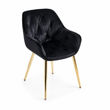 POLTRONA IN VELLUTO NERA CON PIEDI IN METALLO COLOR OR OMISURE: 59X65X85/44CM