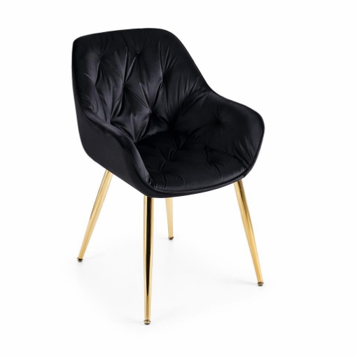 POLTRONA IN VELLUTO NERA CON PIEDI IN METALLO COLOR OR OMISURE: 59X65X85/44CM