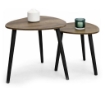 SET DI DUE TAVOLINI CON PIEDI IN LEGNO SCURO CON TOP IN MDF EFFETTO LEGNO SCURO MISURE: 39X40 CM, 48X45 CM