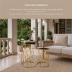 2 TAVOLINI IN METALLO COLOR ORO MISURE 38X55CM E 33X50CM CON TOP IN VETRO