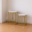 2 TAVOLINI IN METALLO E PIETRA SIMIL MARMO MISURE 46X39X58CM - 39X34X50CM