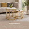 2 TAVOLINI IN METALLO E PIETRA SIMIL MARMO MISURE 46X39X58CM - 39X34X50CM