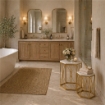 2 TAVOLINI IN METALLO E PIETRA SIMIL MARMO MISURE 46X39X58CM - 39X34X50CM