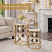 2 TAVOLINI METALLO COLOR ORO MISURE 40X55 - 33X48