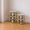 2 TAVOLINI METALLO COLOR ORO MISURE 40X55 - 33X48