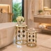 2 TAVOLINI METALLO COLOR ORO MISURE 40X55 - 33X48
