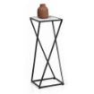 TAVOLINO A COLONNA CON STRUTTURA IN METALLO NERO E TOP IN MDF EFFETTO MARMO BIANCO MISURE: 25X50CM