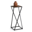 TAVOLINO A COLONNA CON STRUTTURA IN METALLO NERO E TOP IN MDF EFFETTO LEGNO SCURO MISURE: 25X50CM