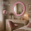 SPECCHIO ROTONDO IN VELLUTO CON GANCI PER APPENDERE DIMENSIONI 80X4.5CM - LINEA: GLOBO COLORE ROSA
