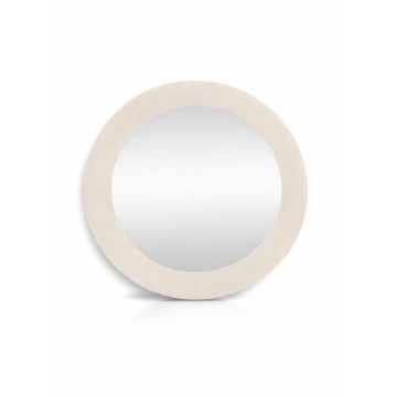 SPECCHIO ROTONDO IN VELLUTO CON GANCI PER APPENDERE DIMENSIONI 80X4.5CM - LINEA: GLOBO COLORE BEIGE