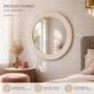 SPECCHIO ROTONDO IN VELLUTO CON GANCI PER APPENDERE DIMENSIONI 80X4.5CM - LINEA: GLOBO COLORE BEIGE